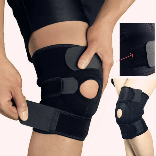 Knee Brace Support Sleeve Adjustable Open Patella Stabilizer Protector .